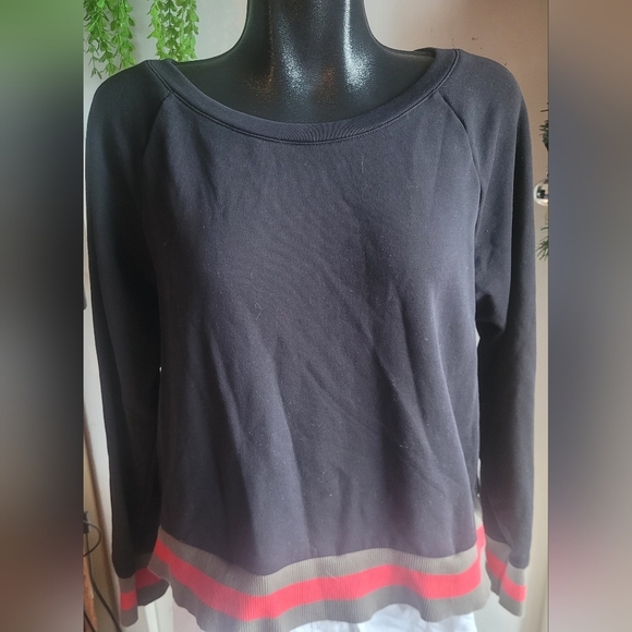 Stella and Dot Black Long Sleeve Top with Removable Faux Shirt Trim XL - Picture 2 of 7